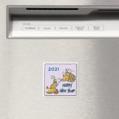 Bonne année 2021 Chipmunks Cartoon Magnet (In Situ (Lave-vaisselle))