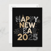 Bonne année 2025 Carte postale - Fun et Fresh Gree (Devant / Derrière)