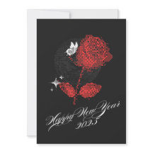 BONNE ANNÉE 2025 Carte rose rouge
