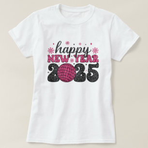 Bonne année 2025   T-Shirt Fête Disco Pailleté
