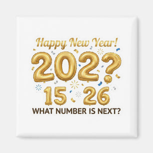 Bonne année 2026 Ballons dorés Logique Quiz Magnet