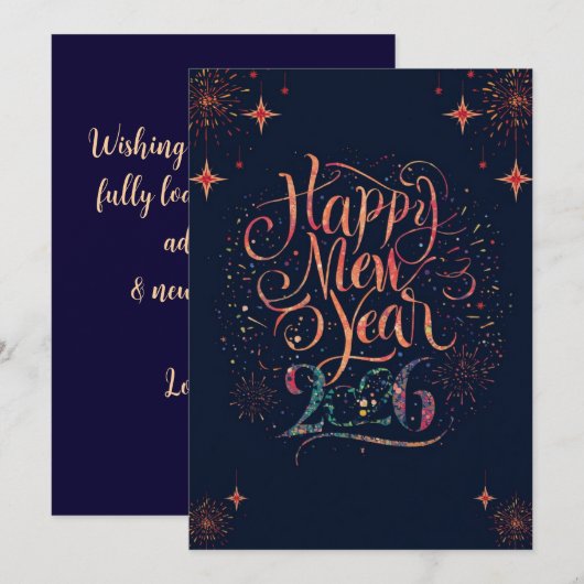 Bonne année 2026 Carte plate (Devant / Derrière)