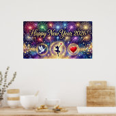 Bonne année 2026 Décoration artistique feux d'arti (Cuisine)