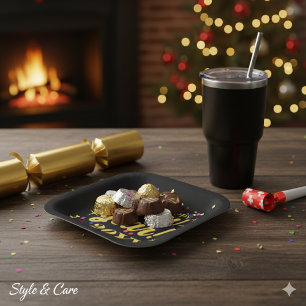 Bonne année 20YY assiette carrée personnalisée