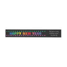 Bonne année arc-en-ciel - Étiquette d'adresse de r