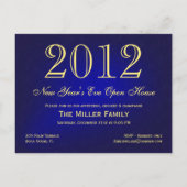 Bonne année Blue Gold Party Invitations (Dos)