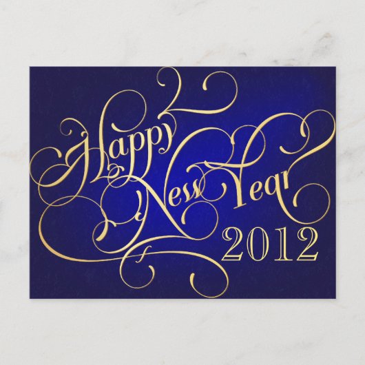 Bonne année Blue Gold Party Invitations (Devant)