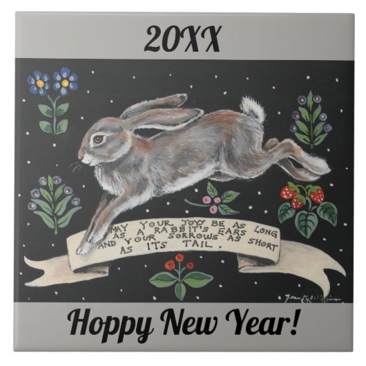 Bonne année Bonne volonté Hare Rabbit Carreaux ave (Devant)