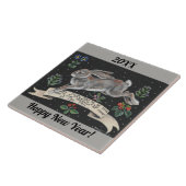 Bonne année Bonne volonté Hare Rabbit Carreaux ave (Côté)