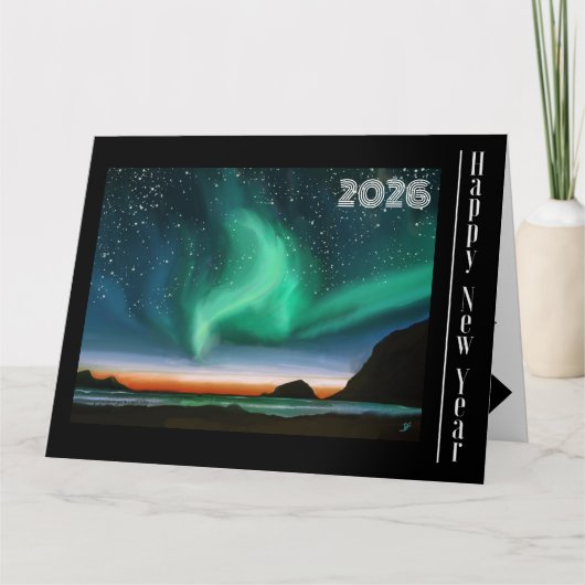 Bonne année - Carte Aurora Borealis (Devant)