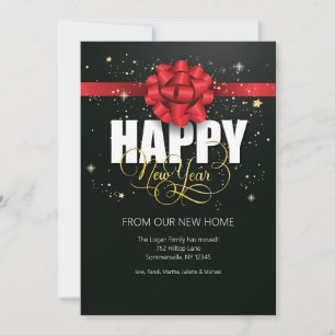Bonne année Carte Bow Rouge