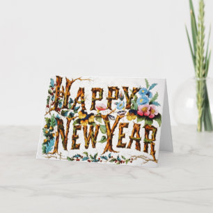 Bonne année Carte de vacances Vintage