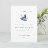 Bonne année Carte Plat Pinecones Bleues (Debout devant)