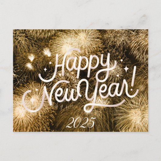 BONNE ANNÉE CARTE POSTALE AVEC DÉTAILS EN OR (Devant)