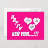 Bonne année Carte postale Feuilles de neige (Devant / Derrière)