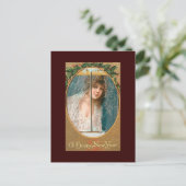 Bonne année Cartes postales Vintages Lady in WIndo (Debout devant)