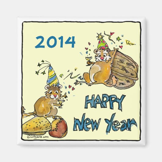 Bonne année Chipmunks Cartoon Magnet (Devant)