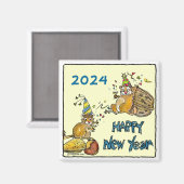 Bonne année Chipmunks Cartoon Magnet (Recto/Verso)
