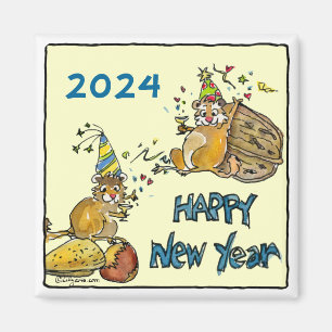 Bonne année Chipmunks Cartoon Magnet