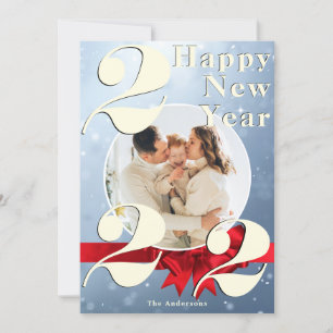 Bonne année Custom 2022 Blue Snow Carte photo