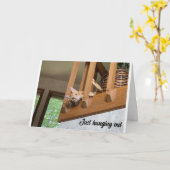 "BONNE ANNÉE" DE LA CARTE DE CHAT QUI SE TIENNENT  (Fleur jaune)