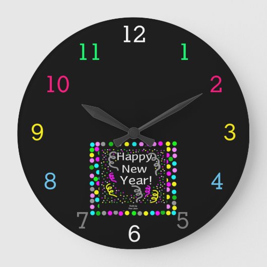Bonne année de salutations Acrylique Mur Horloge (Recto)