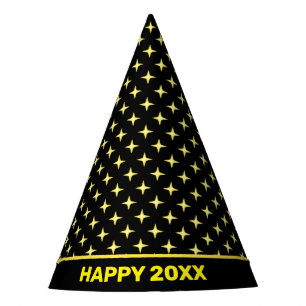 Bonne Année & Étoiles Jaunes sur Chapeau de Fête N