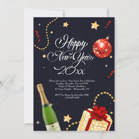 Bonne année Festivités Invitation (Devant)