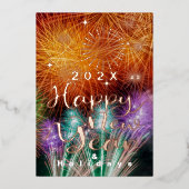 Bonne année Foyer Foil Carte de vacances (Recto)
