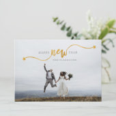 Bonne année Gold Star Carte photo Script (Debout devant)