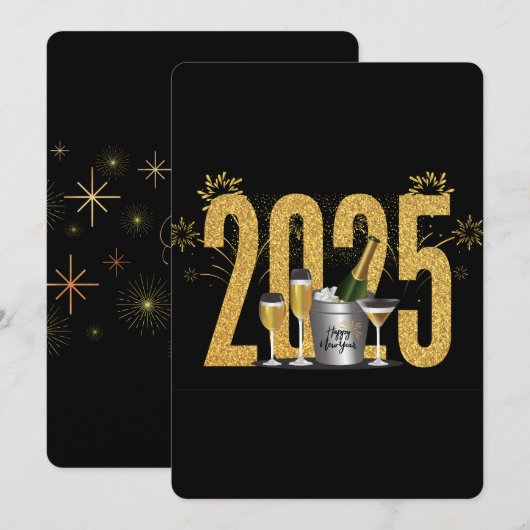 Bonne année - Invitation de fête (Devant / Derrière)