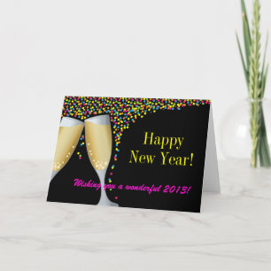 Bonne année Je Champagne Lunettes Carte de voeux