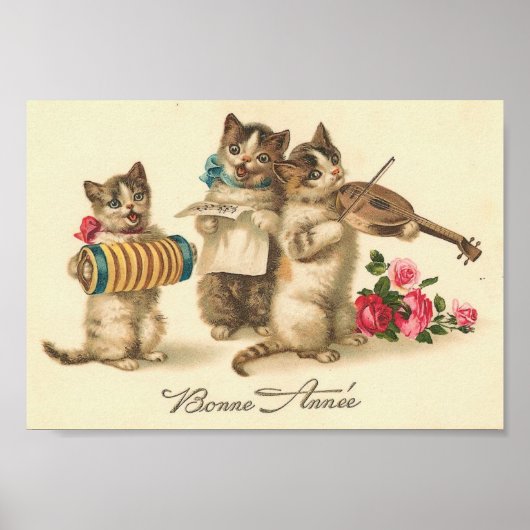 Bonne Annee  katten Poster (Voorkant)