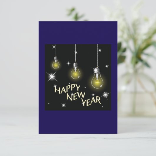 Bonne année Lightbulbs Invitations (Debout devant)