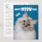 Bonne année MIAOU Carte de vœux de vacances avec (Devant / Derrière)