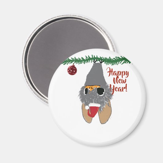 Bonne année, mignon Aimant rond de chauve-souris (Recto/Verso)