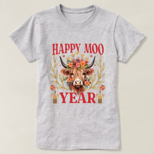 Bonne année Moo Vache des Highlands T-Shirt No