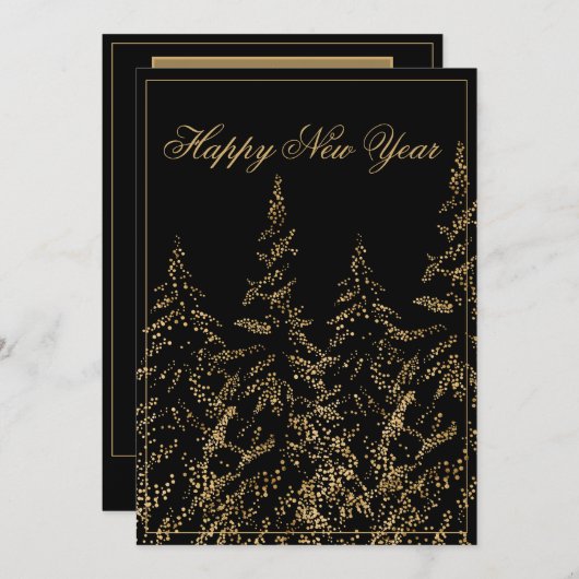 Bonne année Parties scintillant or Elégante carte (Devant / Derrière)