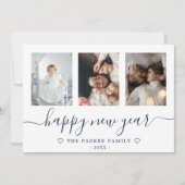 Bonne année Photo Collage Carte Bleue (Devant)