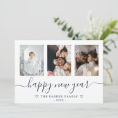 Bonne année Photo Collage Carte Bleue (Debout devant)