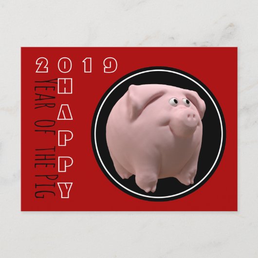 Bonne année PIg 2019 3D Choisir la couleur Carte p (Devant)