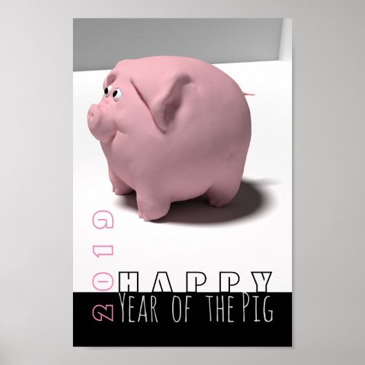 Bonne année PIg 2019 mignon Poster vertical 3D (Devant)
