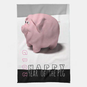 Bonne année PIg 2019 mignonne serviette de cuisine