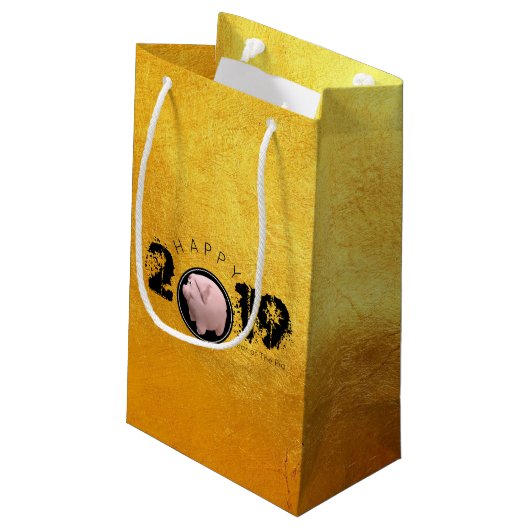 Bonne année PIg 2019 Sac cadeau original 3D golden (Dos Angle)