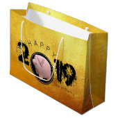 Bonne année PIg 2019 Sac cadeau original 3D golden (Devant Angle)