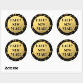 Bonne année ! Stickers Gold Foil et Black Round (Feuille)