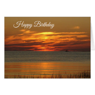 Bonne Anniversaire belle Orange Sunset Beach Card