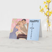 Bonne Anniversaire, Carte Couple Vintage (Fleur jaune)