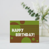 Bonne Anniversaire Dotty Lines Carte Postale (oliv (Debout devant)