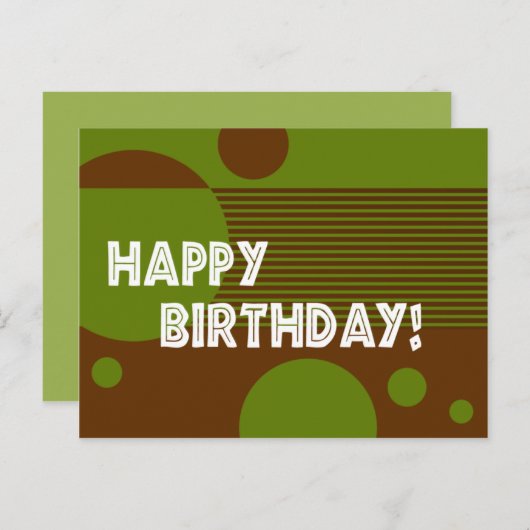 Bonne Anniversaire Dotty Lines Carte Postale (oliv (Devant / Derrière)